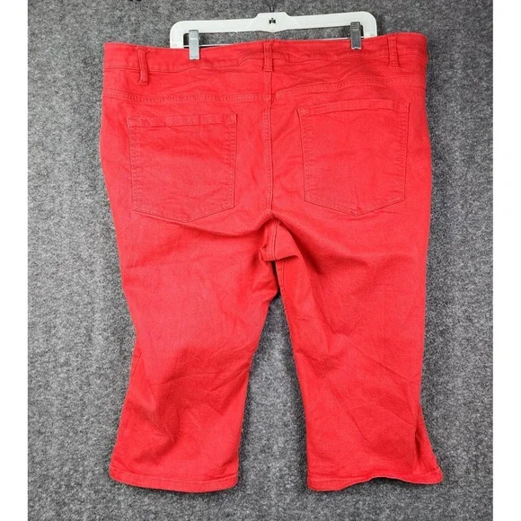Lane Bryant Capri Pants Women Size 26 Red Stretch Denim Cropped 576425 - Picture 2 of 8